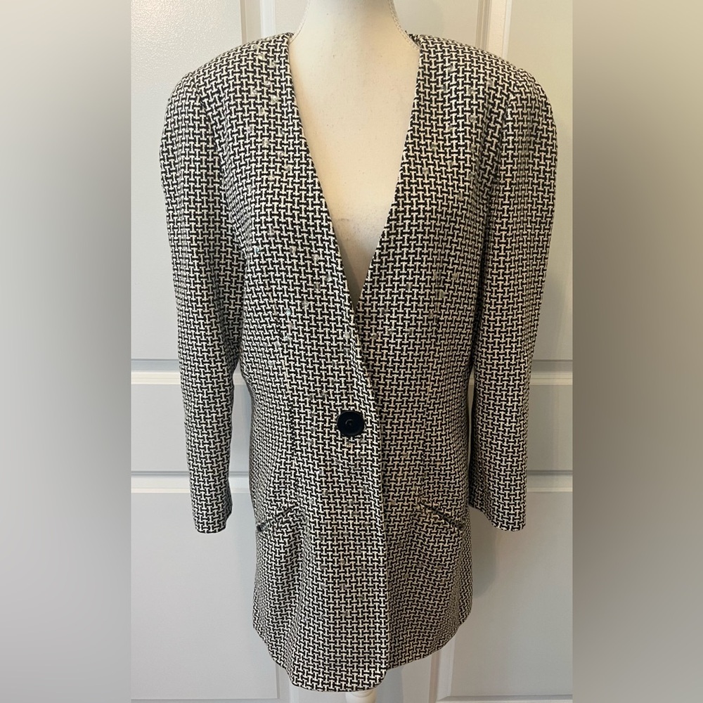 Vintage Adolfo Esprit long womens tweed long blazer/jacket size Medium